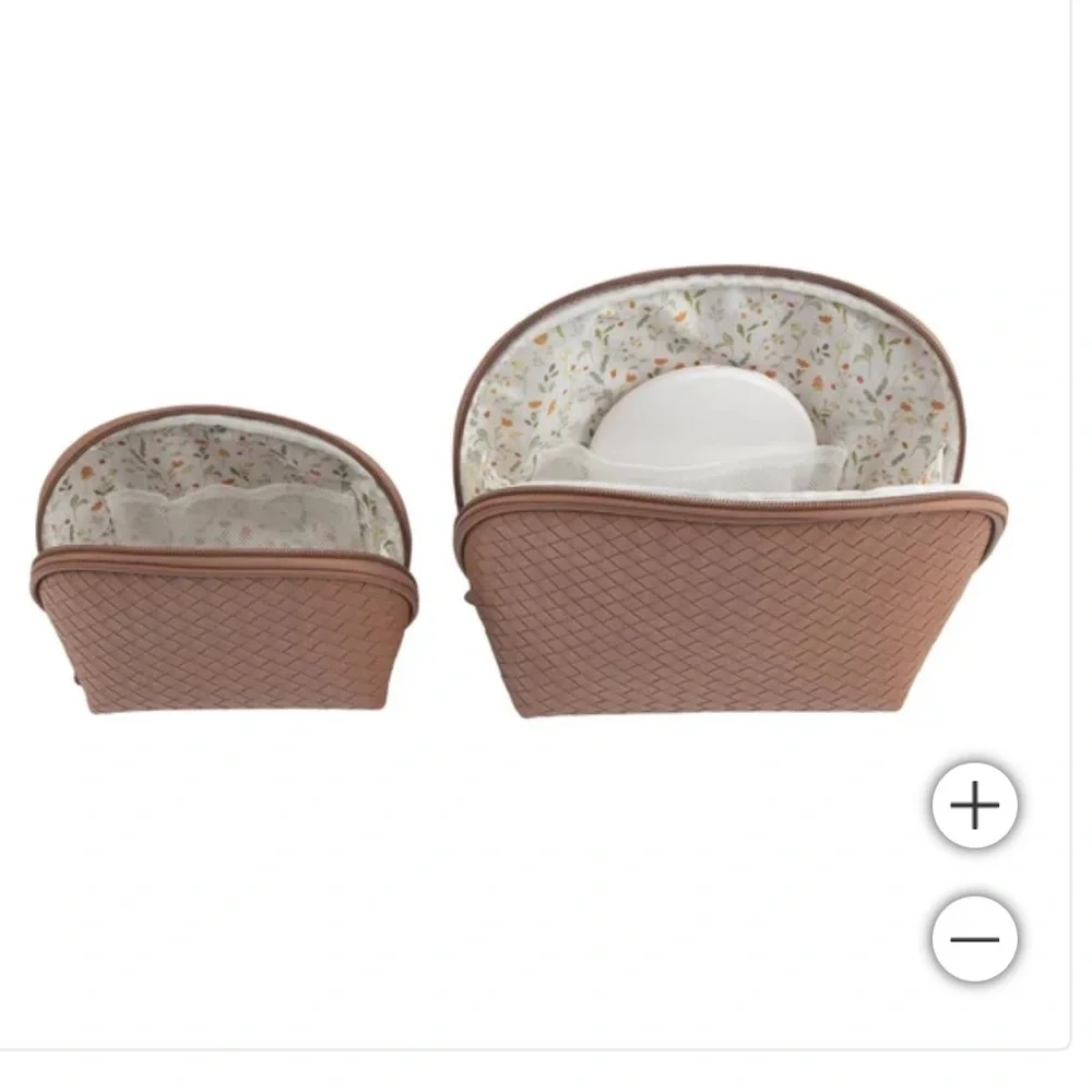 NWT GloTech 2-pack Faux Leather Cosmetic Bags with Rechargeable Compact Mirror